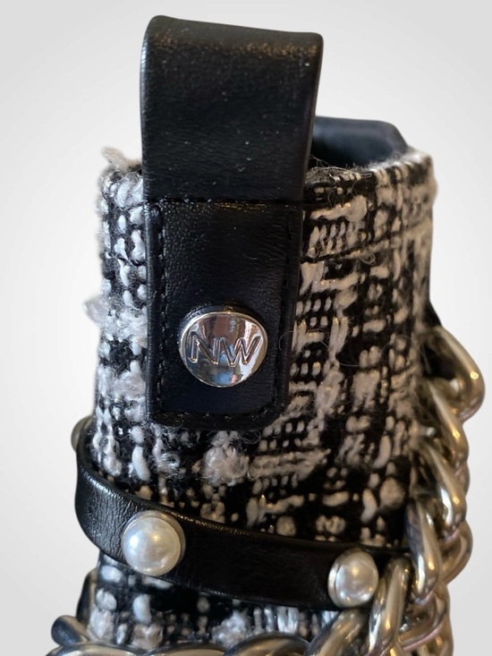 Nine West | Black Chain & Pearl-Embellished Ankle Boot | Punk Rock Boots NWOB - Picture 6 of 13